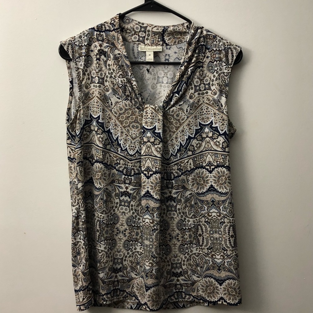 Dana Buchman white multicolor printed top